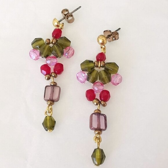 Vintage Czech crystal  beaded necklace earring set - Picture 4 of 8